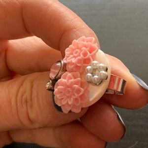 Statement ring, upcycled, sizeable, pink